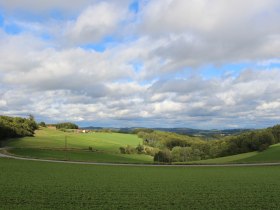 Blick zu den Krumauer Waldhütten mit dahinter liegendem Horner Becken, © Gemeinde Jaidhof