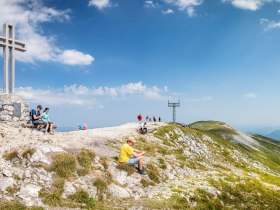 Klosterwappen - Gipfelkreuz des Schneebergs 2076m, © Wiener Alpen in Niederösterreich - Schneeberg Hohe Wand